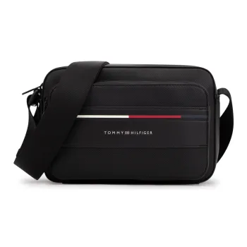 Tommy Hilfiger Artificial Leather Camera Bag, Shoulder Bag, Crossbody Bag Medium Size Men's Black