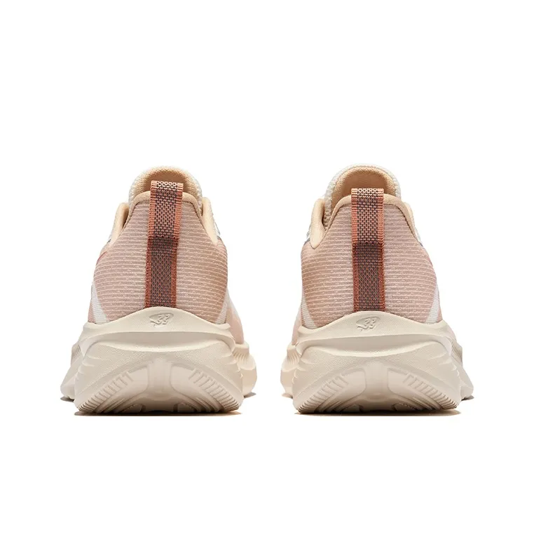Erke Cushioned Wear-Resistant Breathable Low-Top Casual Running Shoes Women's Microcrystal White Apricot-3