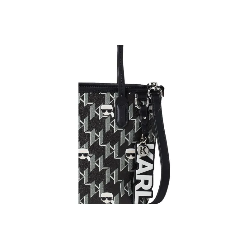 KARL LAGERFELD Polyurethane Tote Bag, Shopping Bag, Shoulder Bag, Crossbody Bag, Handbag Trumpets Women's Black-4