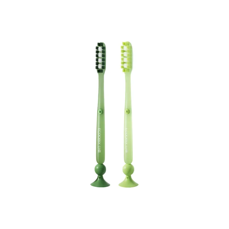 Ecoobix Long Cut Toothbrushes Soft Slip Resistant Handle With Bottom Suction Cup-4