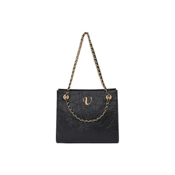 VALUNCICA EUROPHAM Cowhide Leather Chain Tote Commute Versatile One Shoulder Shoulder Bag Large Size Women's Black