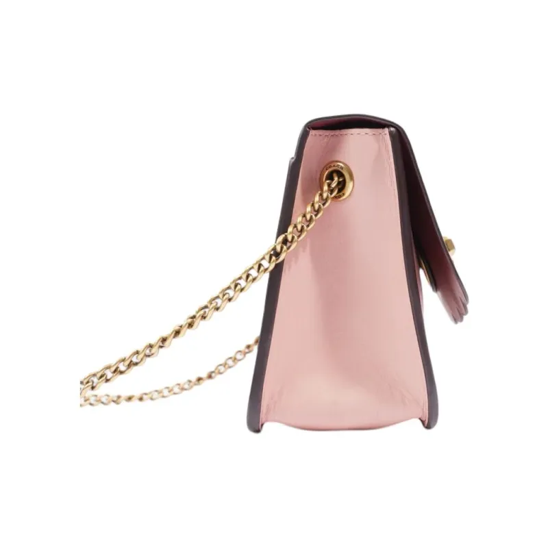 COACH Bowery Cow Leather Crossbody Bag, Shoulder Bag, Chain Bag Small Size Women's Peony Red-2