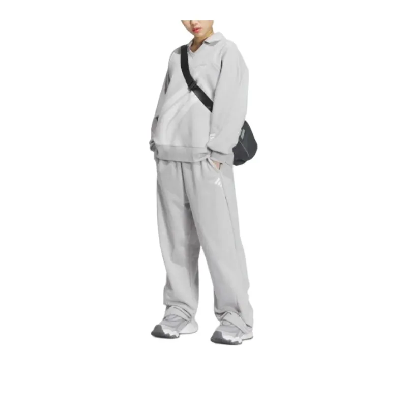 Adidas Knitted Sports Pants Women's Light Gray-2