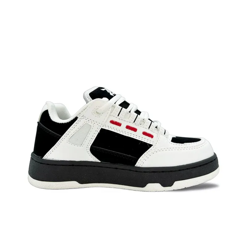 ITGI Slip Resistant Cushioning Low Top Skateboard Shoes Unisex White Red Black-1