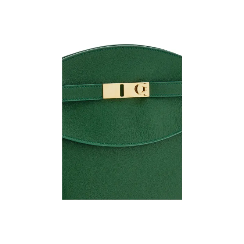 FERRAGAMO Hug Calfskin Messenger Bag Shoulder Bag Women's Forest Green-5
