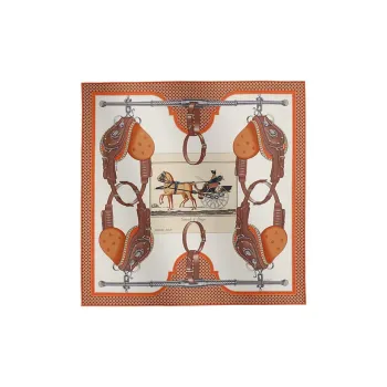 HERMES Mulberry Silk Silk Scarves Women's Orange/Brown