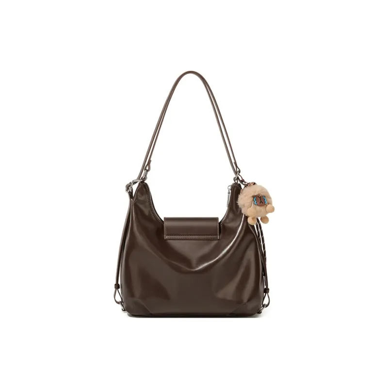 CinvaiKrose Synthetic Leather Shoulder Bag, Handbag, Tote Bag, Backpack Medium Size Women's Black/Coffee/Ecru-10