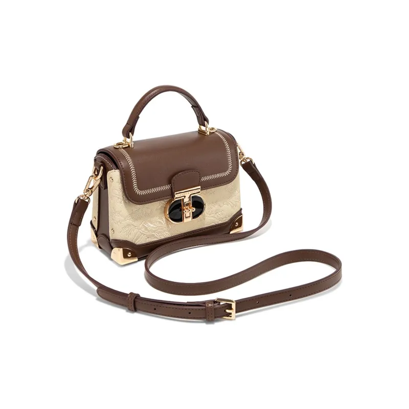 CLEVER& KETCH PU Handbags Shoulder Bags Women's Ecru/Coffee-4