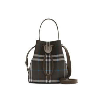 Burberry Elastane Bucket Bags One Shoulder Handbags Mini Unisex Dark Brown