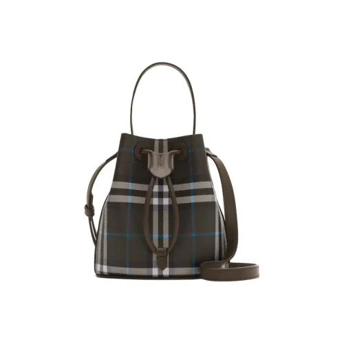 Burberry Elastane Bucket Bags One Shoulder Handbags Mini Unisex Dark Brown