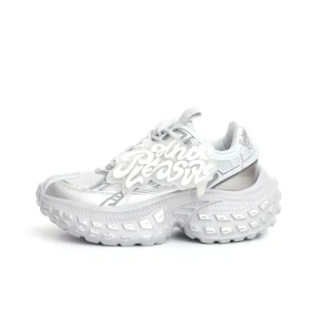 PAIN OR PLEASURE Slip Resistant Low Top Chunky Sneakers Unisex Silver