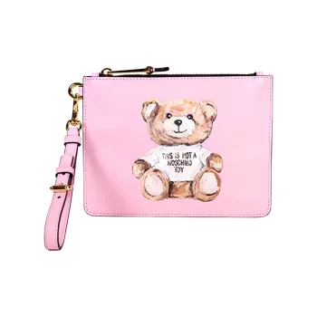MOSCHINO Cow Leather Clutch Women's Pink