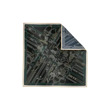 HERMES Mulberry Silk Scarves Women's Black/Green