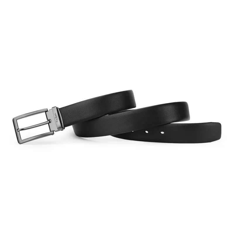 PIERRE CARDIN Top Grain Cow Leather Belts Men's Black 3.4cm-2