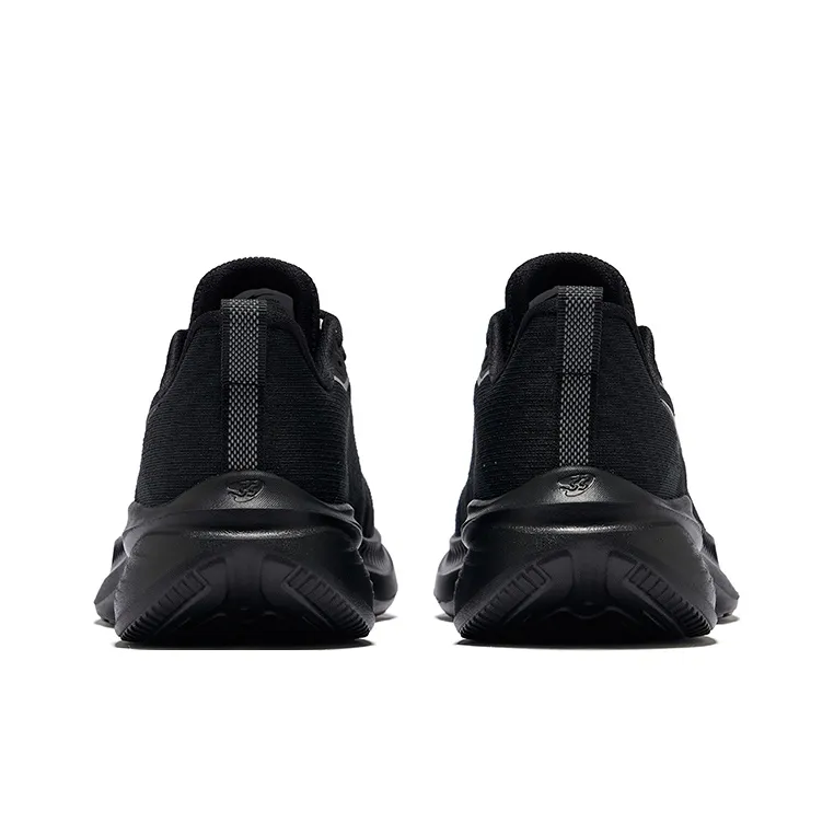 Erke Cushioning Rebound Breathable Low Top Running Shoes Men's Jet Black-3