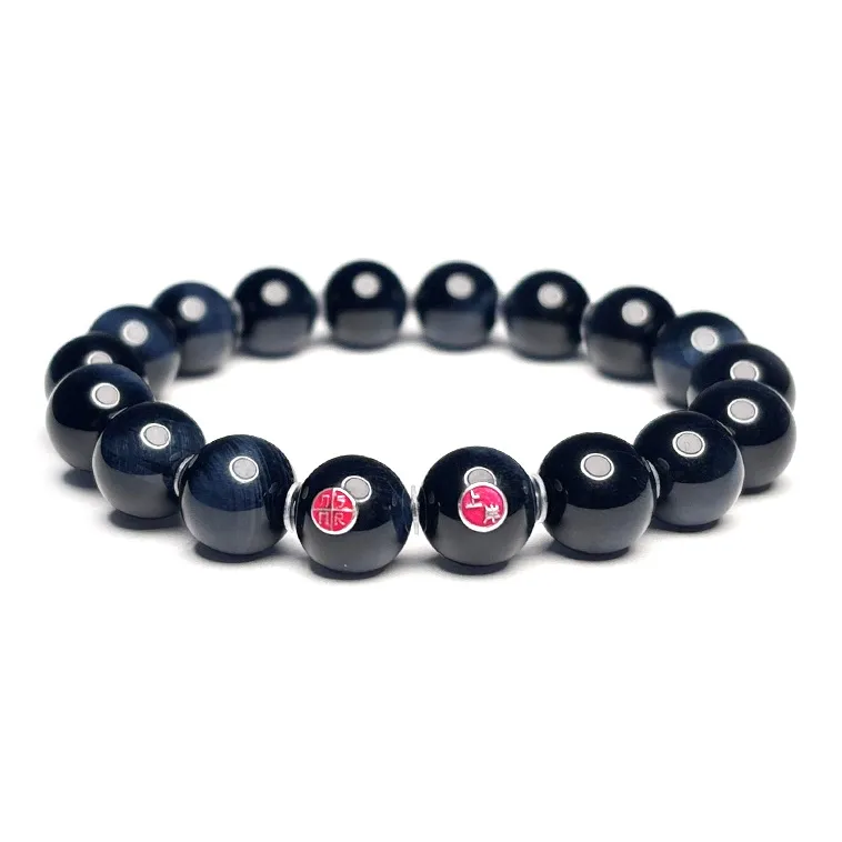 MOUNTAINS AND MANS Tiger's Eye Stone New Chinese Style Good Luck Beaded Bracelet Unisex-4