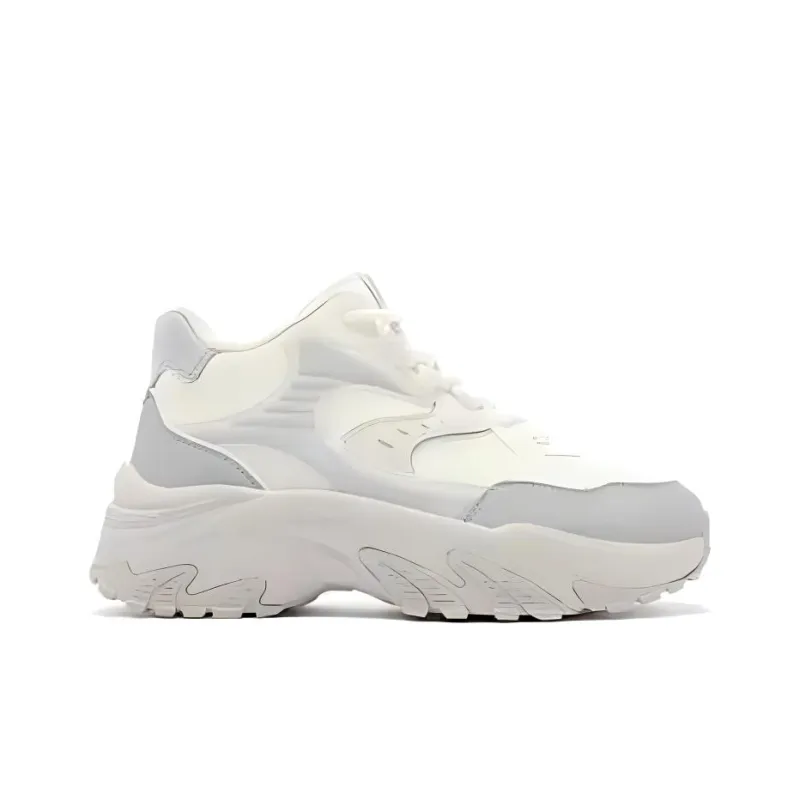 QIAODAN Spriggle Bunny IV Lightweight Height Increasing Warm High-Top Chunky Sneakers Women's White Gray-1