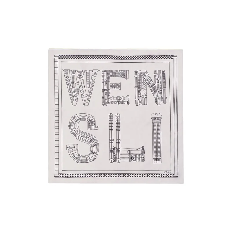 WENSLI Mulberry Silk Print Chinese Square Scarf SINCE1975 Silk Scarf Women's-4