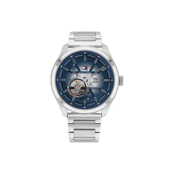 Tommy Hilfiger Wrist Watch Automatic Mechanical Movement Stainless Steel Strap 44mm Blue Dial Men's Watches