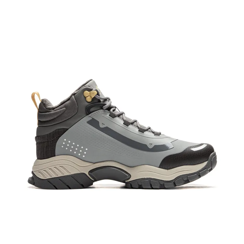 LiNing Dominant Tiger Slip Resistant Warm Rebound Height Increasing Mid Top Casual Shoes Men's Gray-1