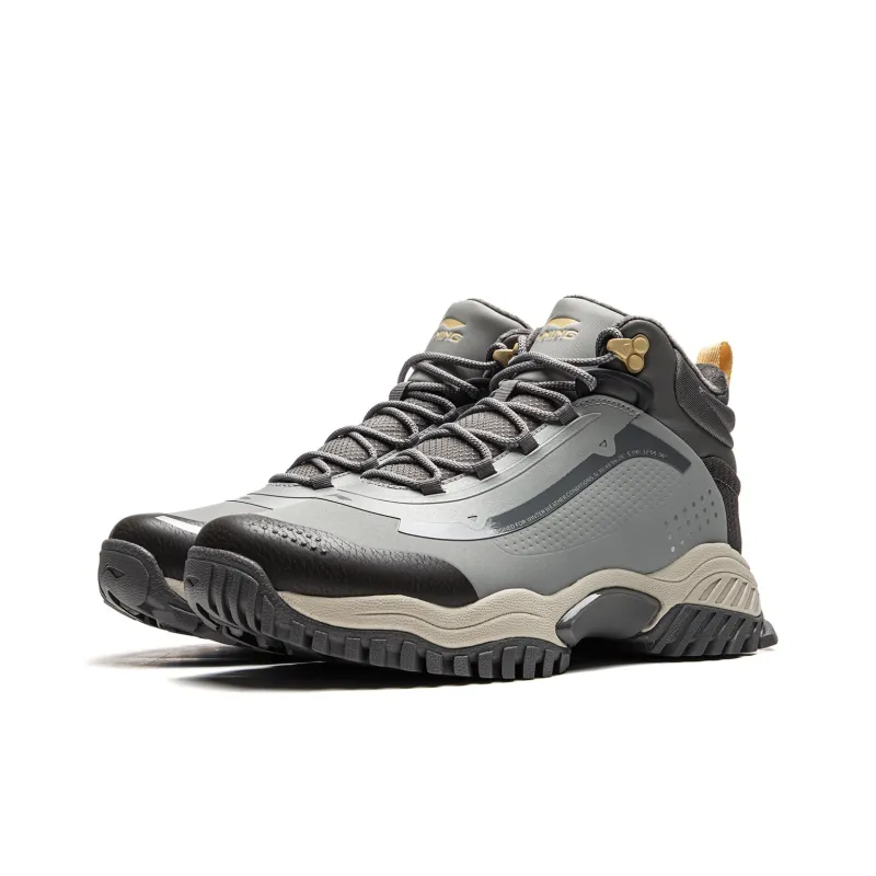 LiNing Dominant Tiger Slip Resistant Warm Rebound Height Increasing Mid Top Casual Shoes Men's Gray-2
