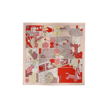 HERMES Mulberry Silk Scarves Women's Pearl Shell Pink/Red