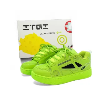 ITGI Anti Slip Wear Resistant Low Top Skateboard Shoes Unisex Neon Green Black