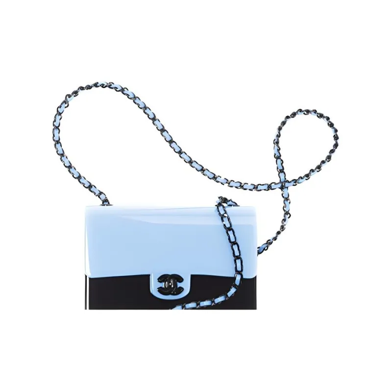 CHANEL 21K Winter Resin Glass Shoulder Bag, Crossbody Bag Women's Blue & Black-2