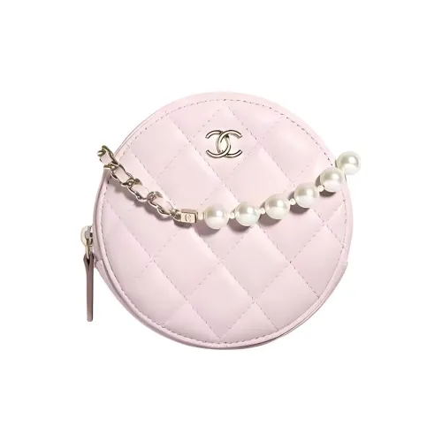CHANEL Sheepskin Round Cake Bag Shoulder Bag Crossbody Bag Women's Pink