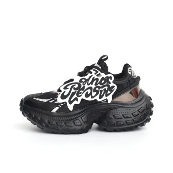 PAIN OR PLEASURE Slip Resistant Low Top Chunky Sneakers Unisex Black