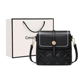 Simvay Clos Cow Leather Patchwork Synthetic Leather Shoulder Bag Crossbody Bag Bucket Bag Small Size Women's Black