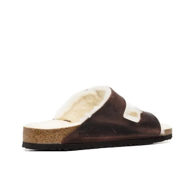 Birkenstock Arizona Shearling Oiled Leather 'Habana'-3