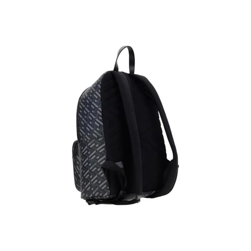 VERSACE Coated Canvas With Calfskin Backpack Regular Men's Black/Gray-2