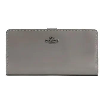 COACH Skinny Wallet Solid Color Cow Leather Wallet Women's Black Umber Gray