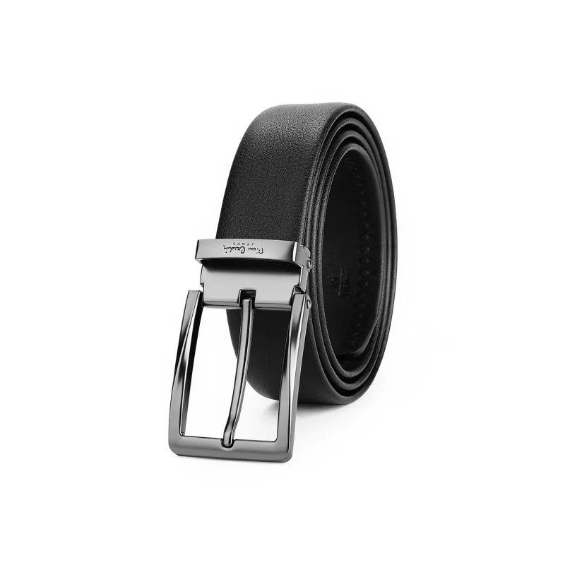PIERRE CARDIN Top Grain Cow Leather Belts Men's Black 3.4cm-0