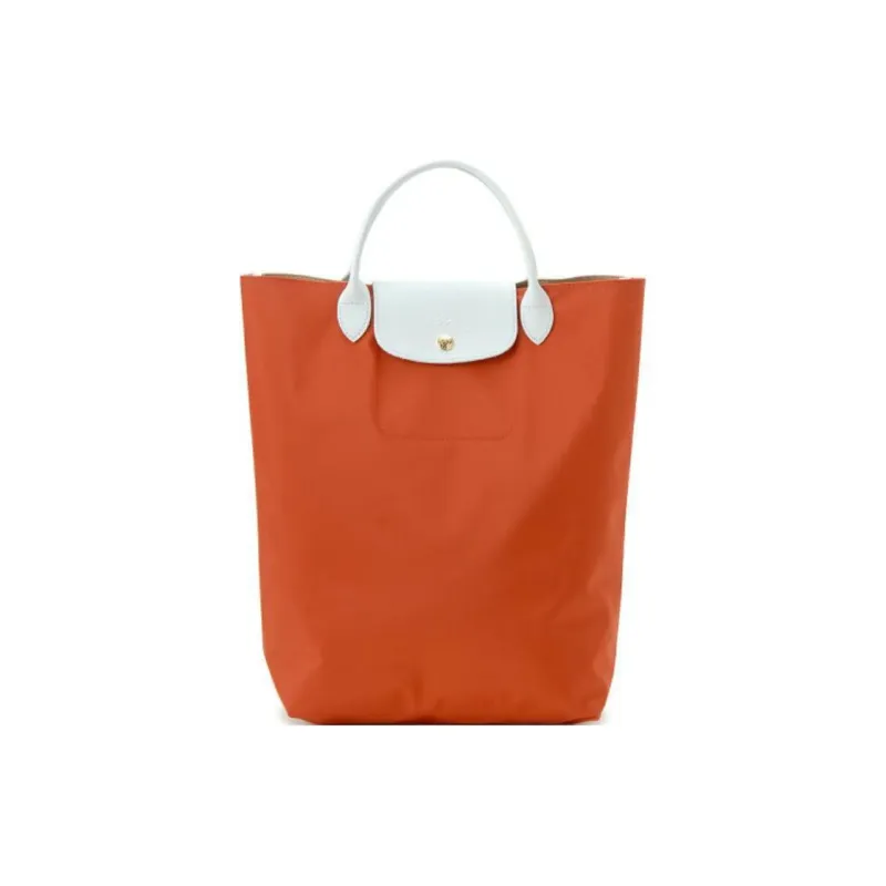 LONGCHAMP Le Pliage Canvas With Leather Trim Tote Bag Shopping Bag Handbag Women's Orange-0