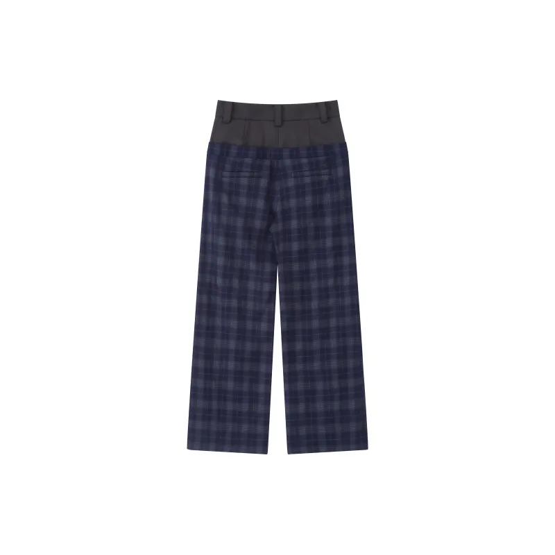 RUNTOTHEFUTURE Casual Pants Unisex Blue Gray Plaid-1