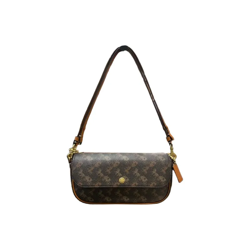 COACH Brook Flap Artificial Leather Shoulder Bag Women's Brown-4