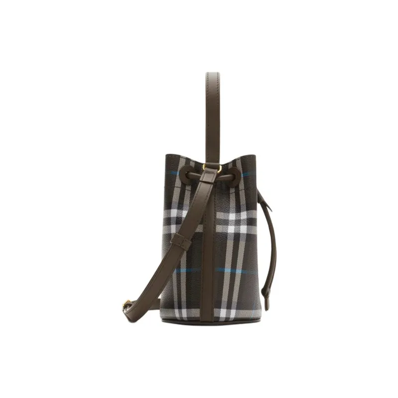 Burberry Elastane Bucket Bags One Shoulder Handbags Mini Unisex Dark Brown-1