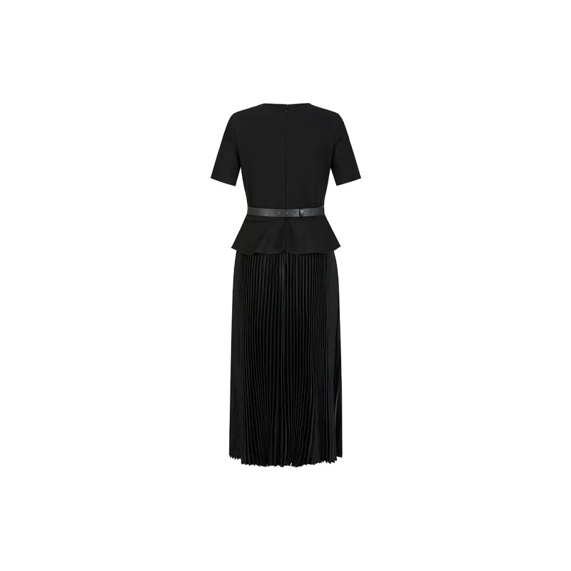 JZ. ANNAKRO Short Sleeved Dresses Women's Plain Black-1