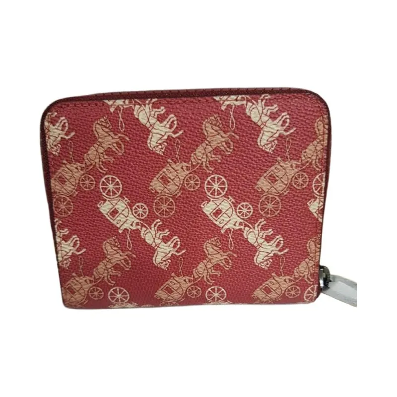 COACH Zip Around Printed Coated Canvas Wallet Small Size Women's Red-1