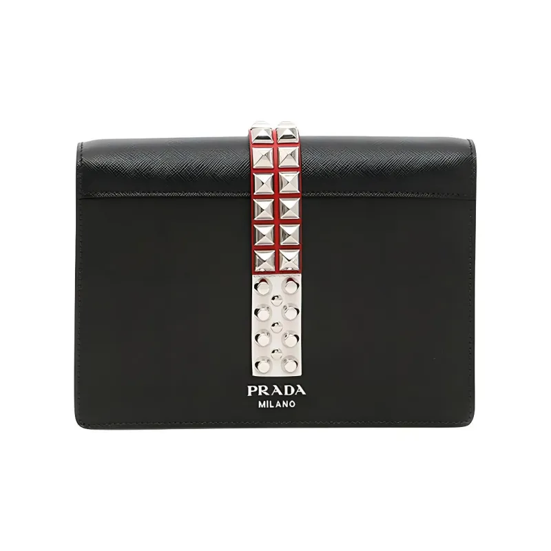 PRADA Calfskin Shoulder Bag, Crossbody Bag Regular Women's Black-2