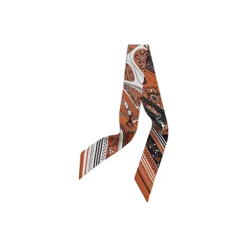 HERMES Silk Ribbon, Mulberry Silk Scarves Women's Caramel