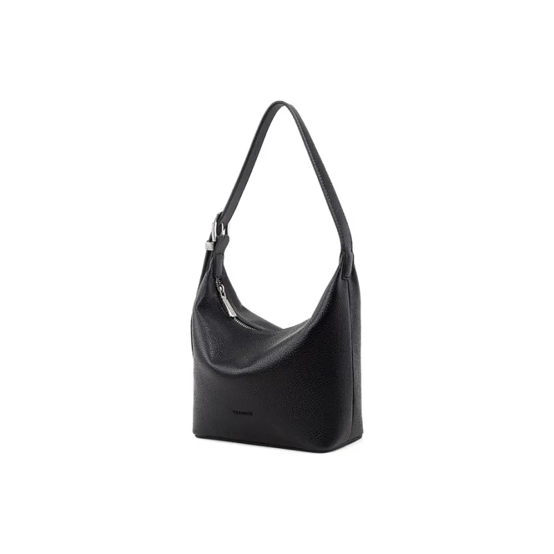 Teenmix Cow Leather Shoulder Bag Trumpets Women's Black/Elephant Gray-4