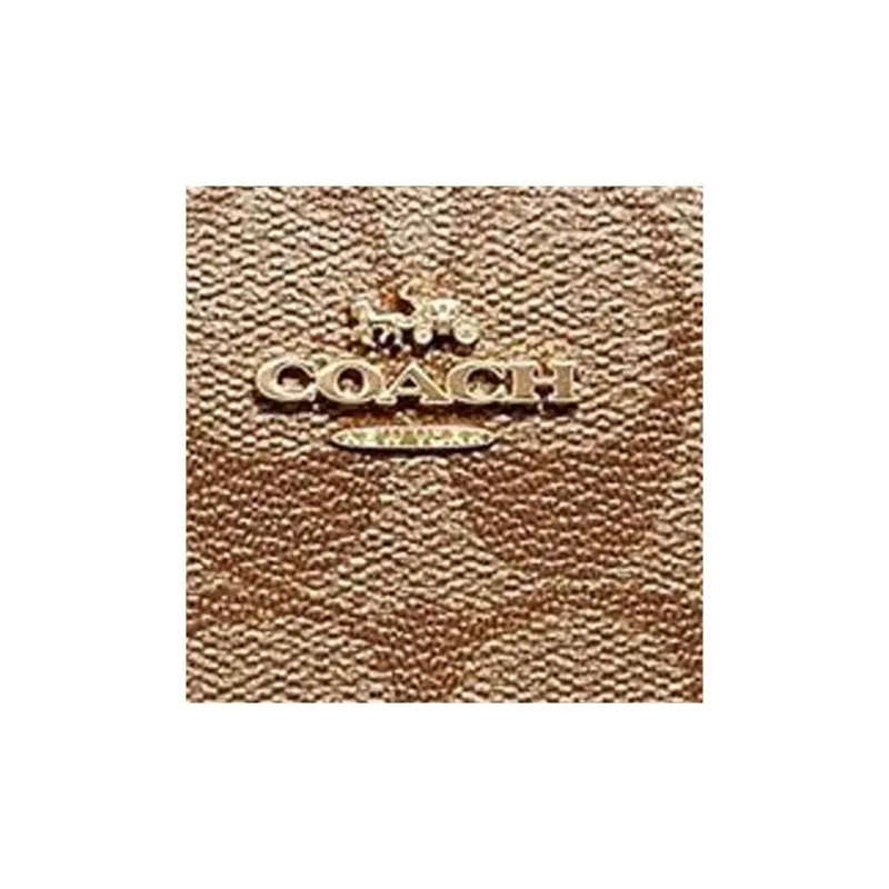COACH Canvas With Leather Cell Phone Pouch Wallet Trumpets Women's Khaki & Dark Brown-2