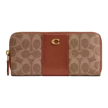 COACH Essential Coated Canvas Wallet Small Size Unisex Tan