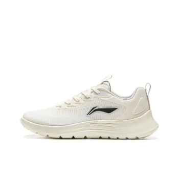 LiNing Light String Cushioning, Slip Resistant, Abrasion Resistant, Lightweight Low Top Sprint Running Shoes Men's Ecru