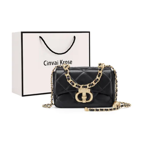 Simvay Clos Cow Leather With Synthetic Leather Shoulder Bag Crossbody Bag Small Size Women's Black/Cream White