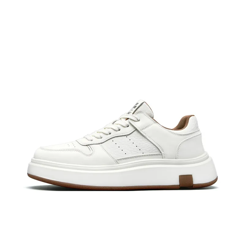 AOKANG Air Force One Series Skateboard Shoes Men Low Top White Red, White Brown-6