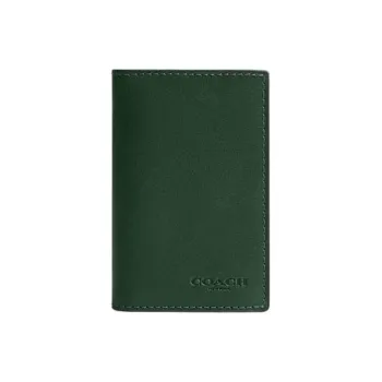 COACH Grain Leather Card Holder Unisex Green